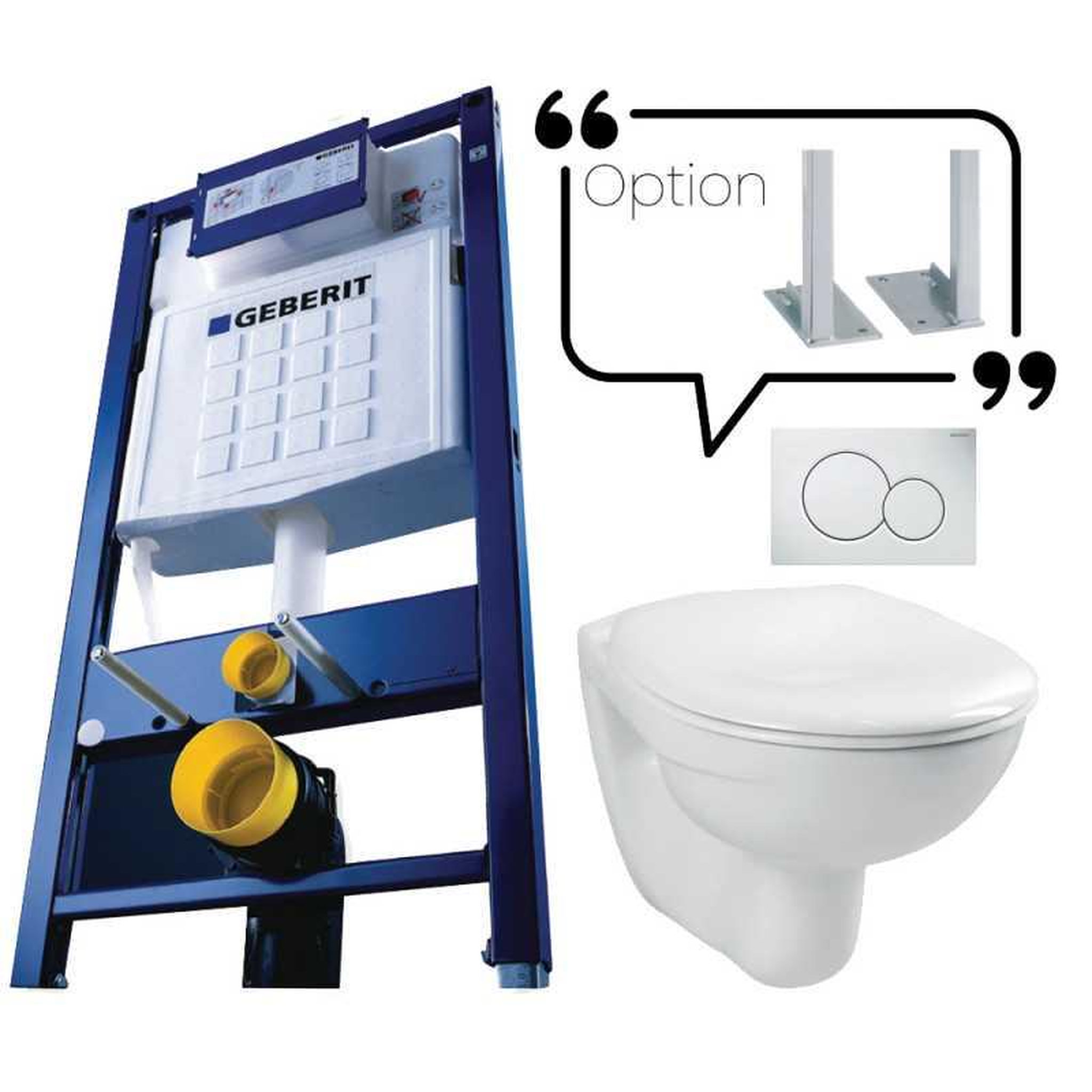 Geberit Kit cadre wc suspendu autoportant duofix avec cuvette normus et plaque de commande sigma 01 blanche, 1120 x 500 x 120 mm