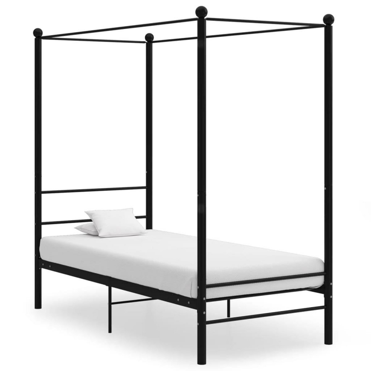 VIDAXL Cadre de lit a baldaquin sans matelas noir metal 90x200 cm