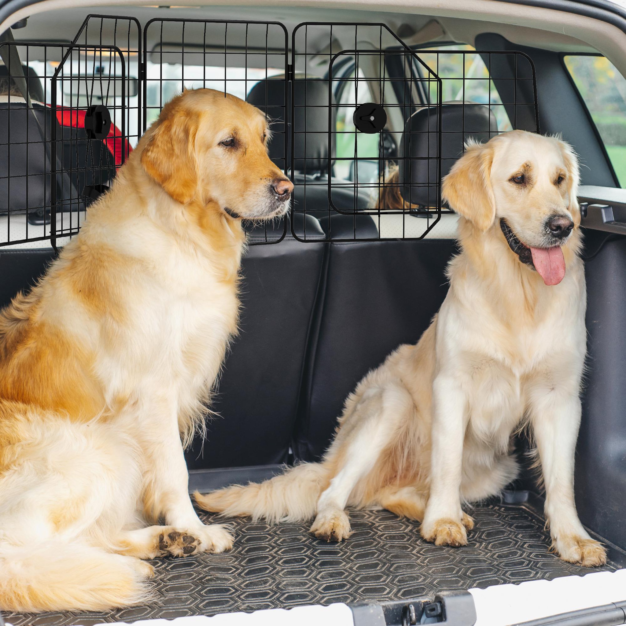 Voir la diapositive 2 : PAWHUT Grille de séparation voiture pour chien pliable réglable 93-150L cm universelle pour appui-tête noir