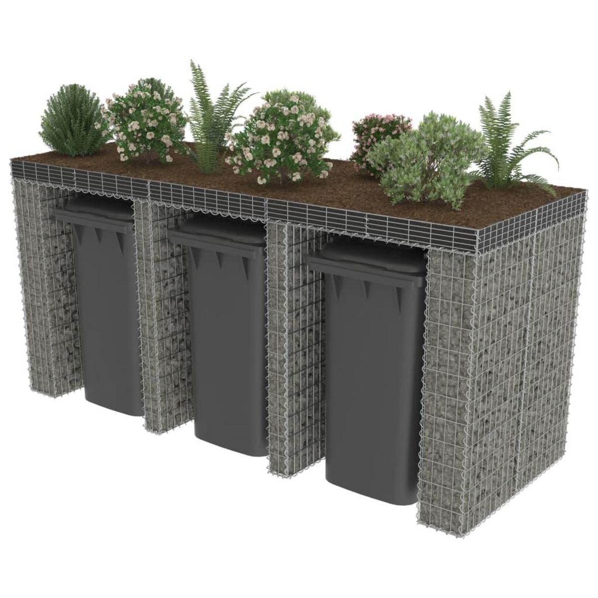 VIDAXL Mur en gabion pour poubelle Acier galvanise 270x100x130 cm