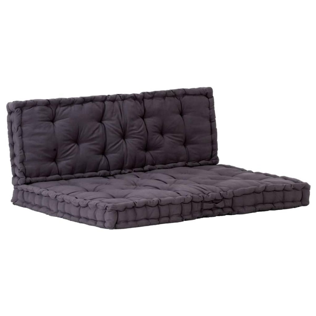 VIDAXL Coussins de plancher de palette lot de 2 Coton Noir