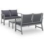 Voir la diapositive 2 : VIDAXL Salon de jardin 3 pcs avec coussin Bois d'acacia solide Gris