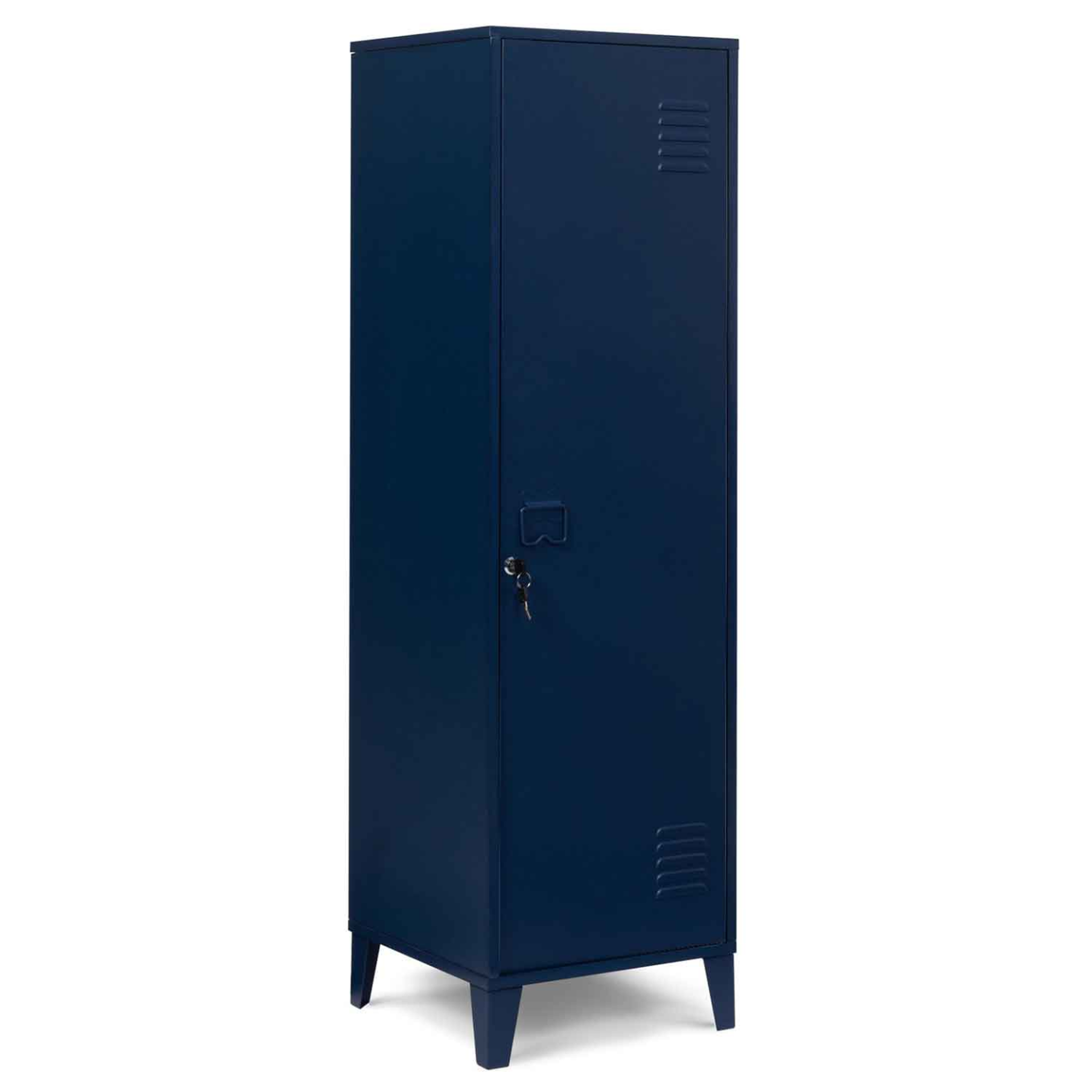 ID MARKET Armoire vestiaire ester 1 porte métal bleu foncé design industriel