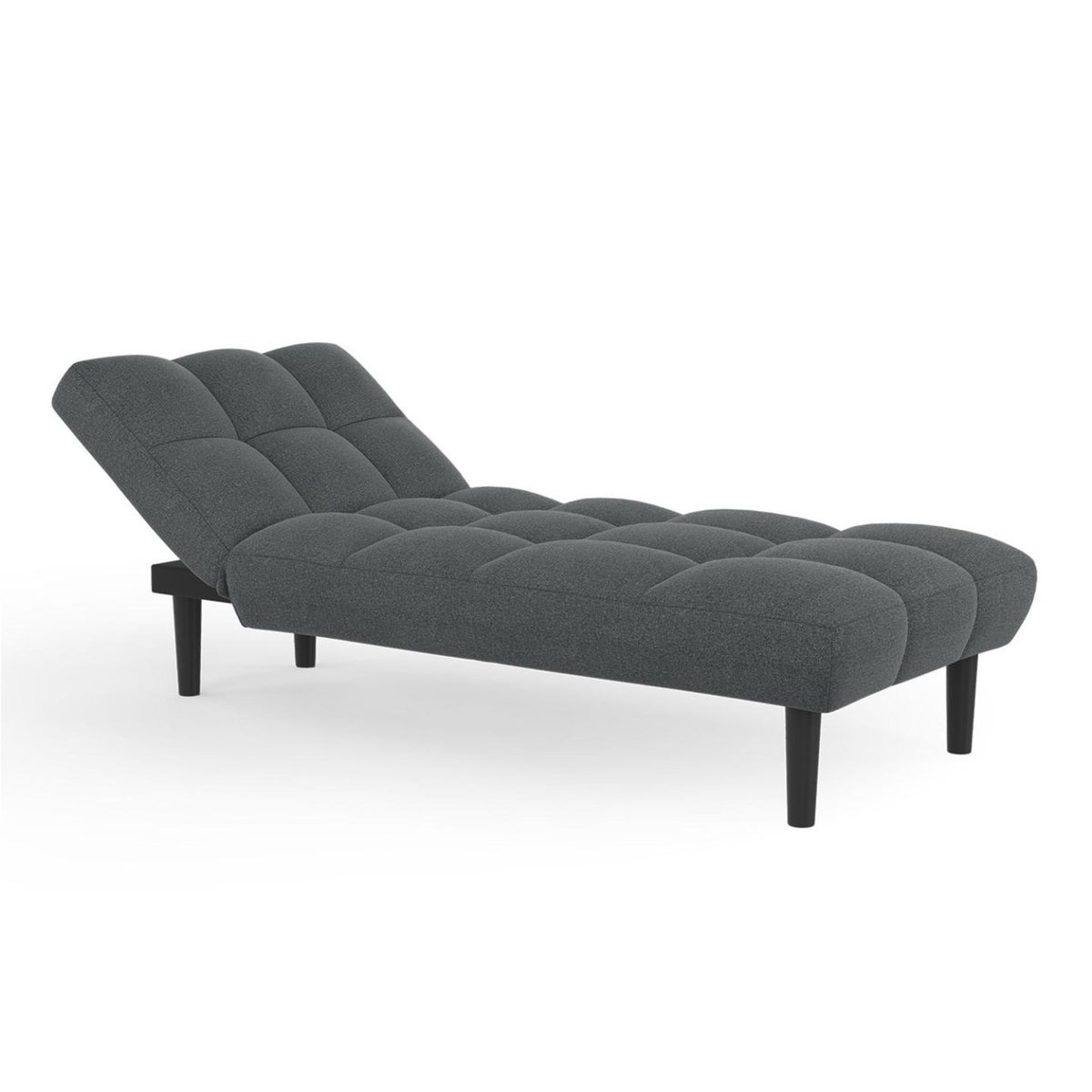 ID MARKET Méridienne clic clac capitonnée SALOME 80 x 180 cm en tissu gris anthracite