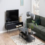 Voir la diapositive 4 : CONCEPT USINE Meuble TV noir avec porte coulissante et 1 niche JUPITER