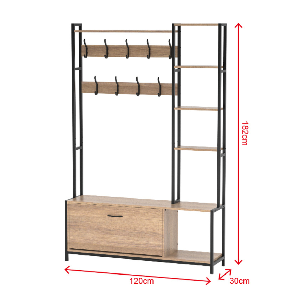 CONCEPT USINE Meuble d'entrée 182x120cm noyer et noir MANTI