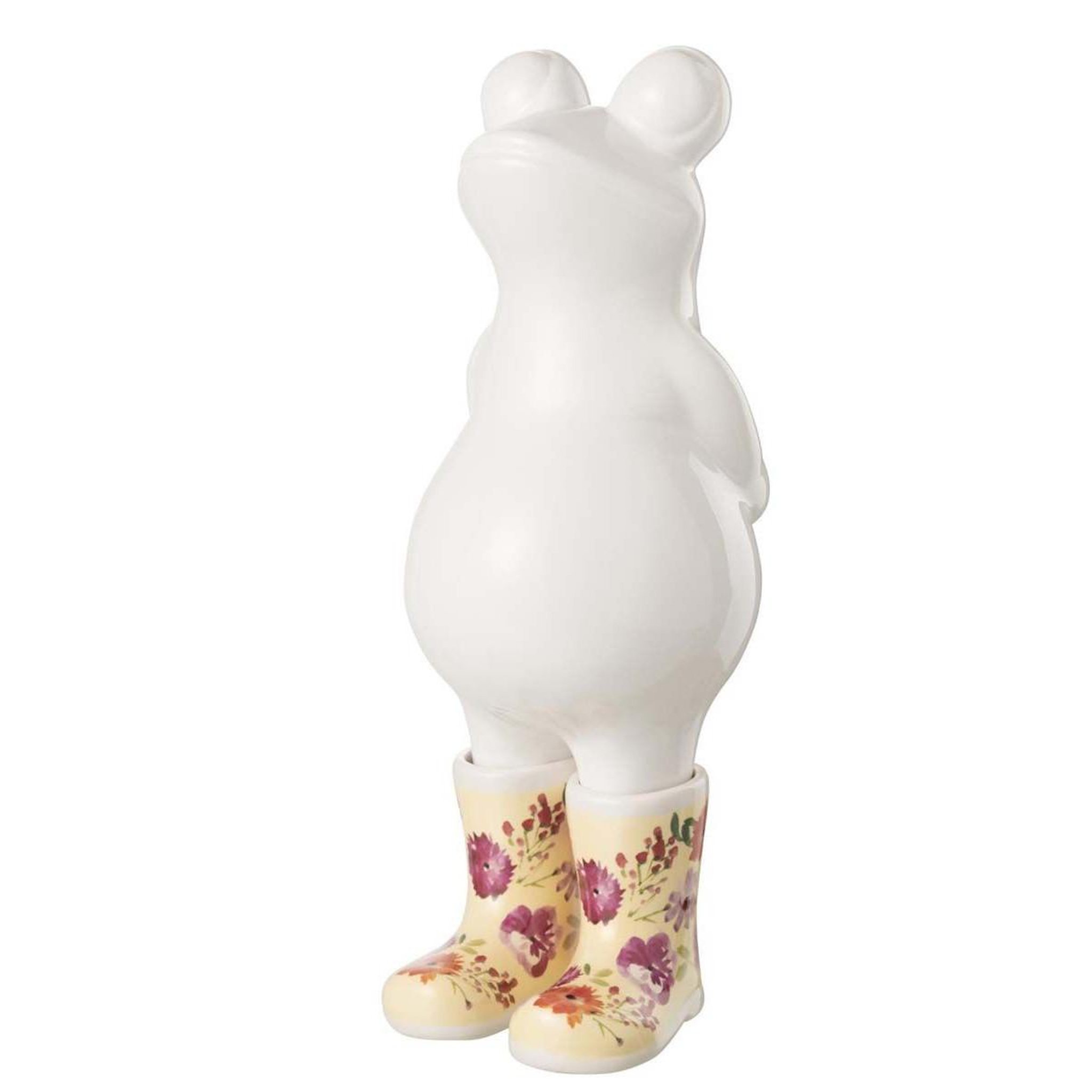 Voir la diapositive 1 : J-LINE Statuette déco  grenouille bottes  35cm blanc