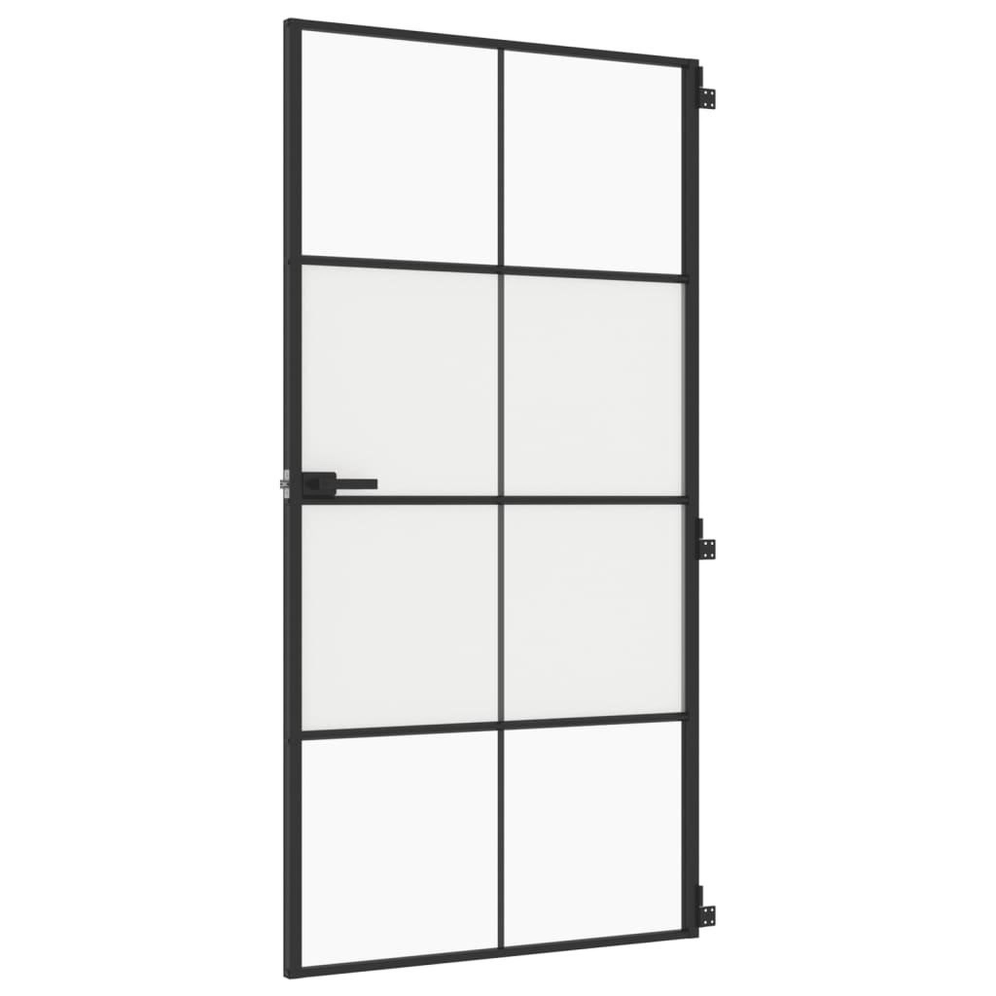 Voir la diapositive 2 : VIDAXL Porte interieure mince noir verre trempe aluminium