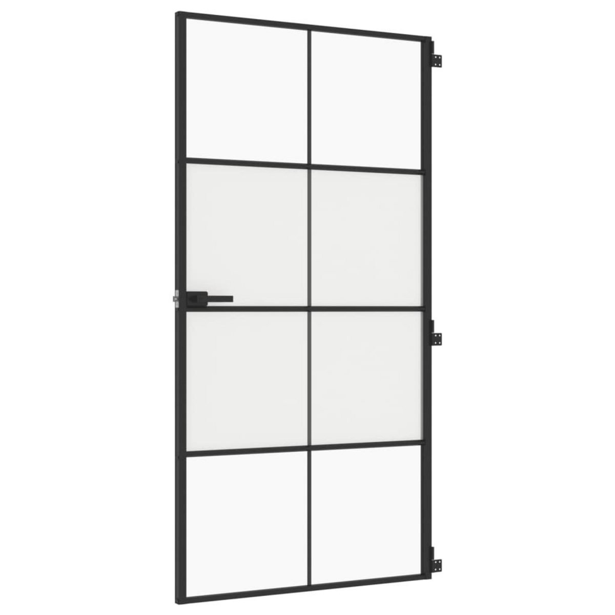 VIDAXL Porte interieure mince noir verre trempe aluminium
