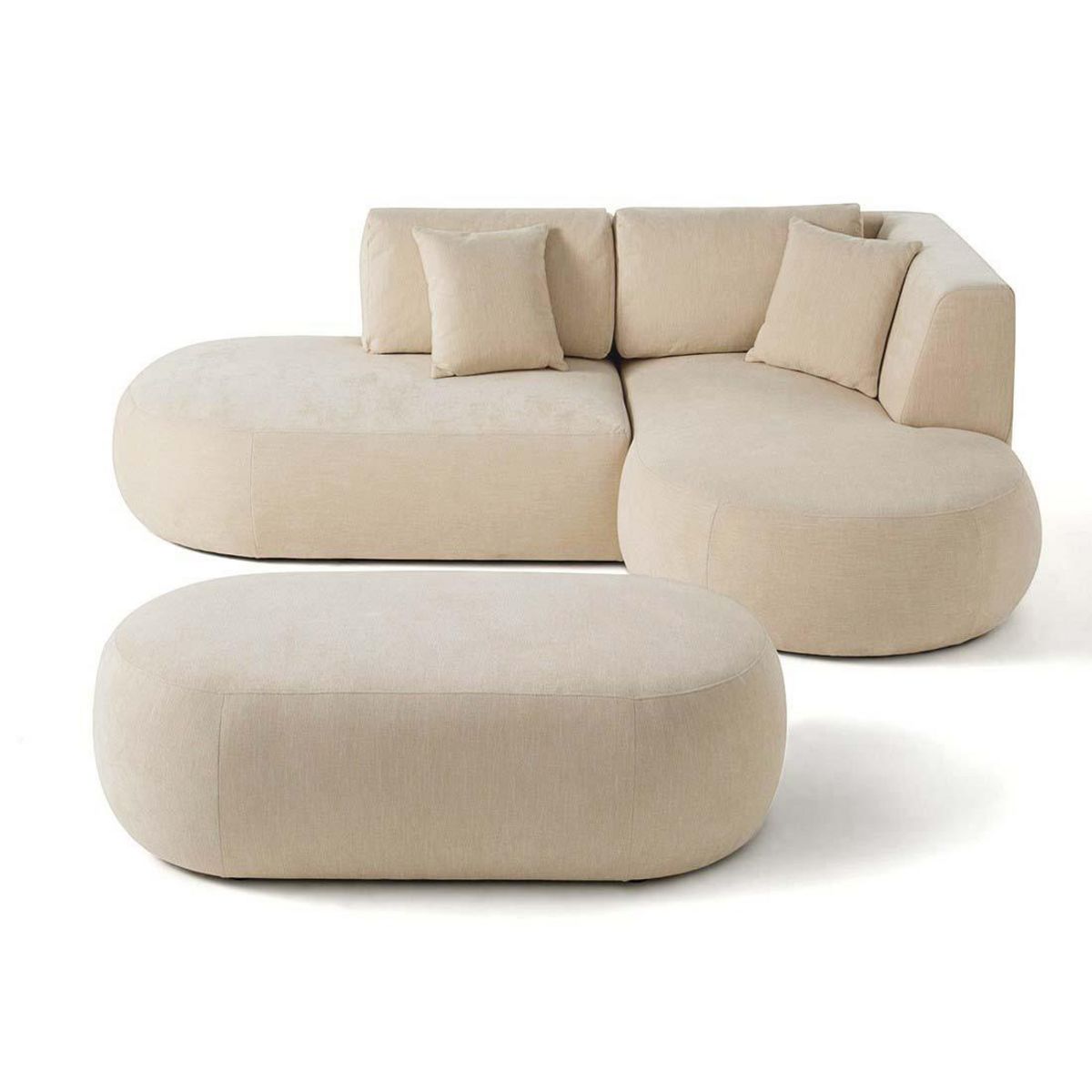 LISA DESIGN Santorini - canapé modulable d'angle droit + pouf - 4 places - en tissu texturé