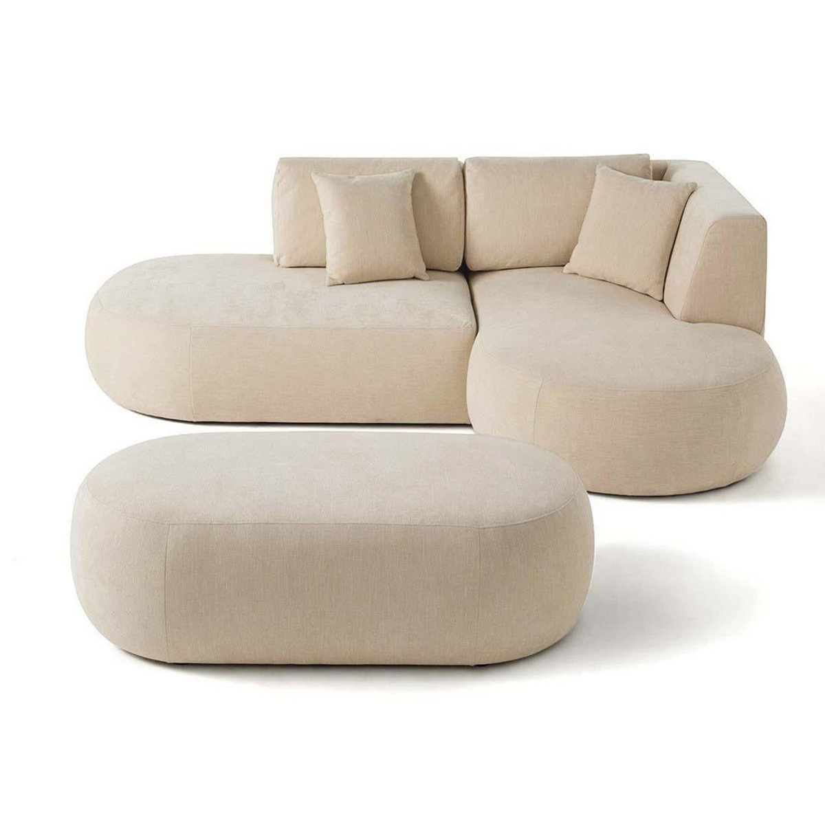 LISA DESIGN Santorini - canapé modulable d'angle droit + pouf - 4 places - en tissu texturé