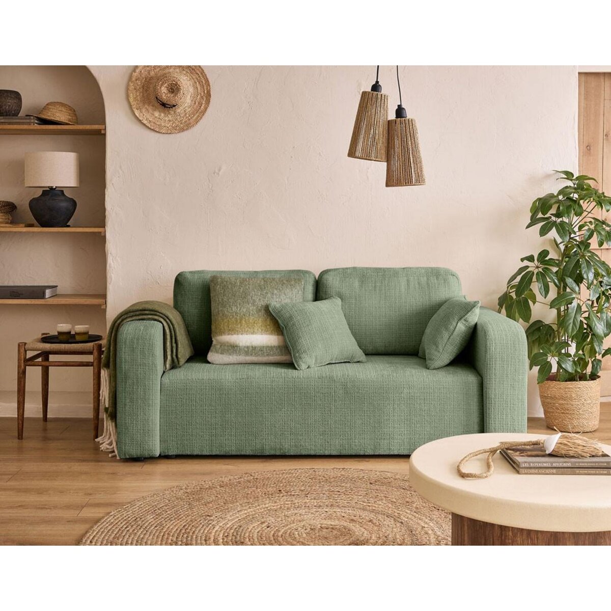 BEST MOBILIER Miro - canapé droit 2 places - en velours texturé