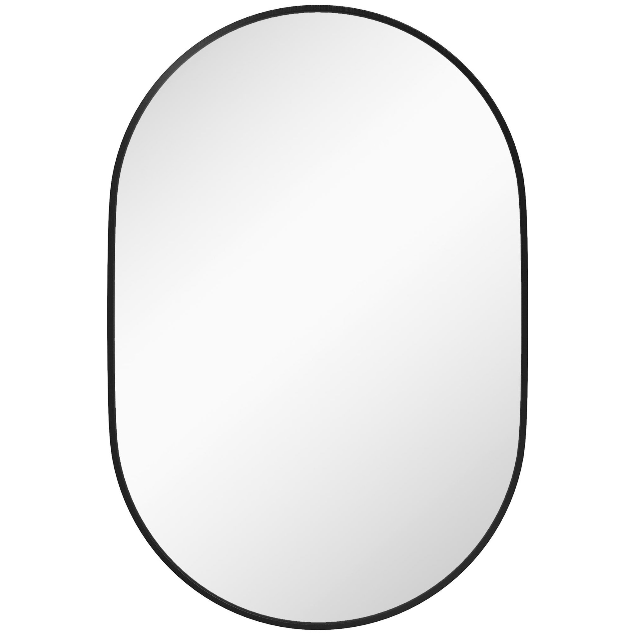 HOMCOM Miroir mural ovale dim. 60L x 90H cm cadre arrondi montage vertical/horizontal alu. noir
