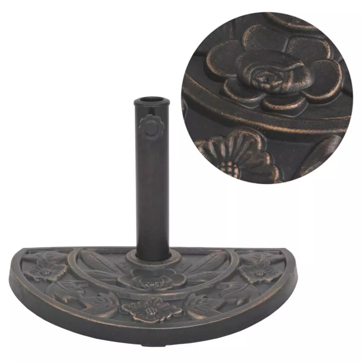 VIDAXL Socle de parasol en resine demi-cercle Bronze 9 kg