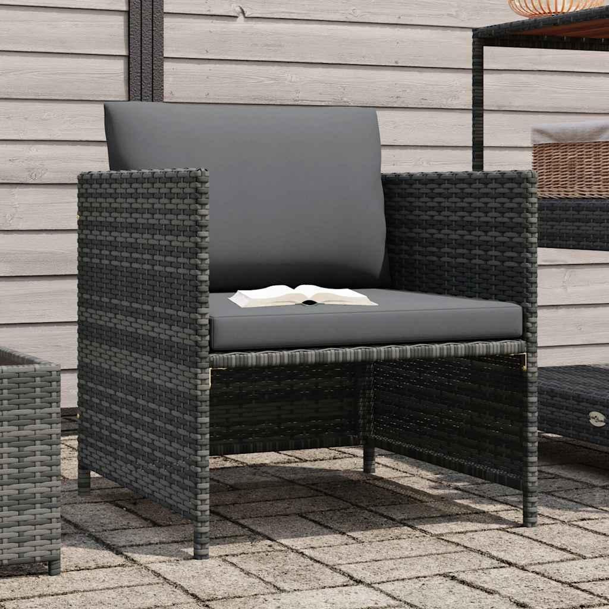 Voir la diapositive 2 : VIDAXL Canape de jardin avec coussins gris resine tressee