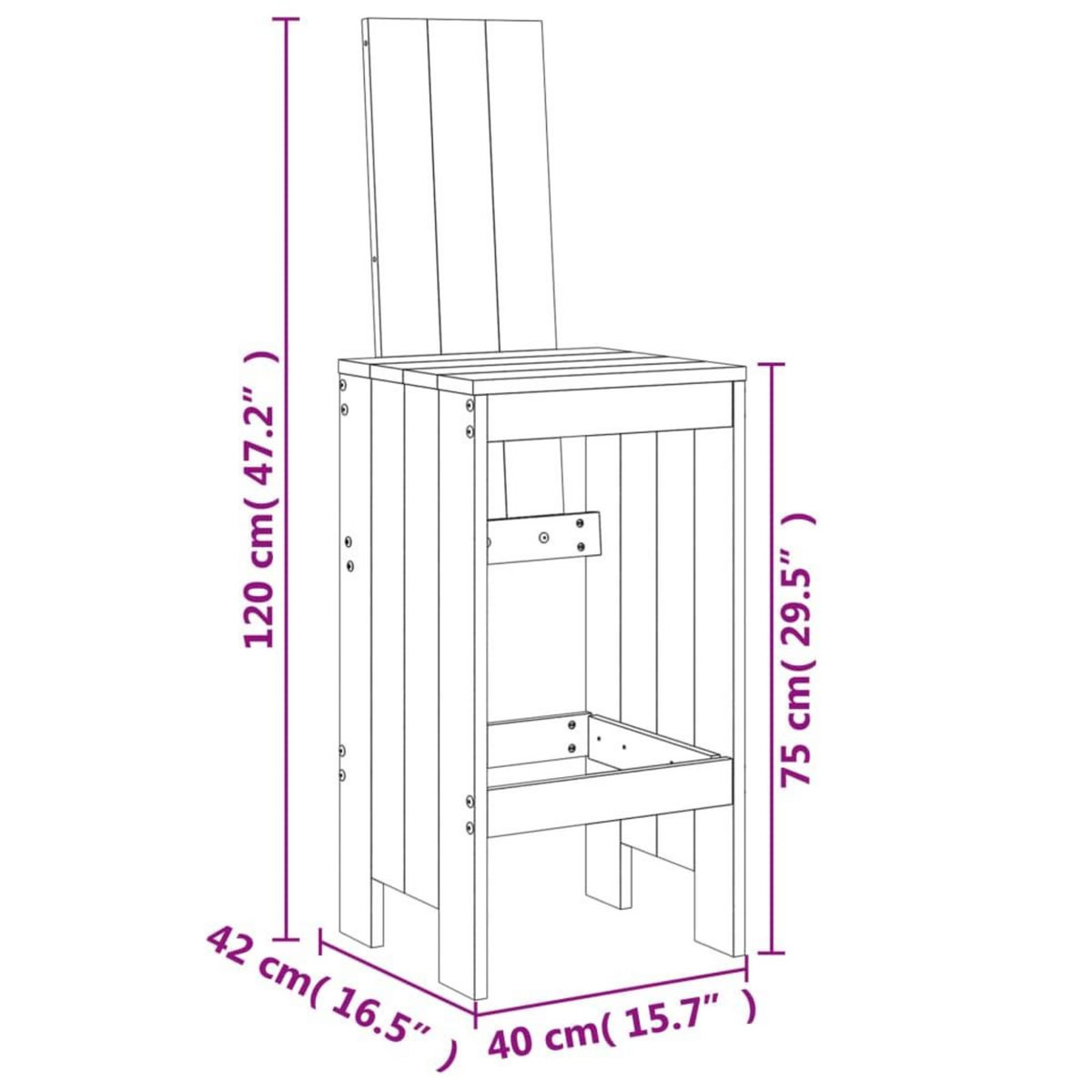 VIDAXL Tabourets lot de 2 marron miel 40x42x120 cm bois massif de pin