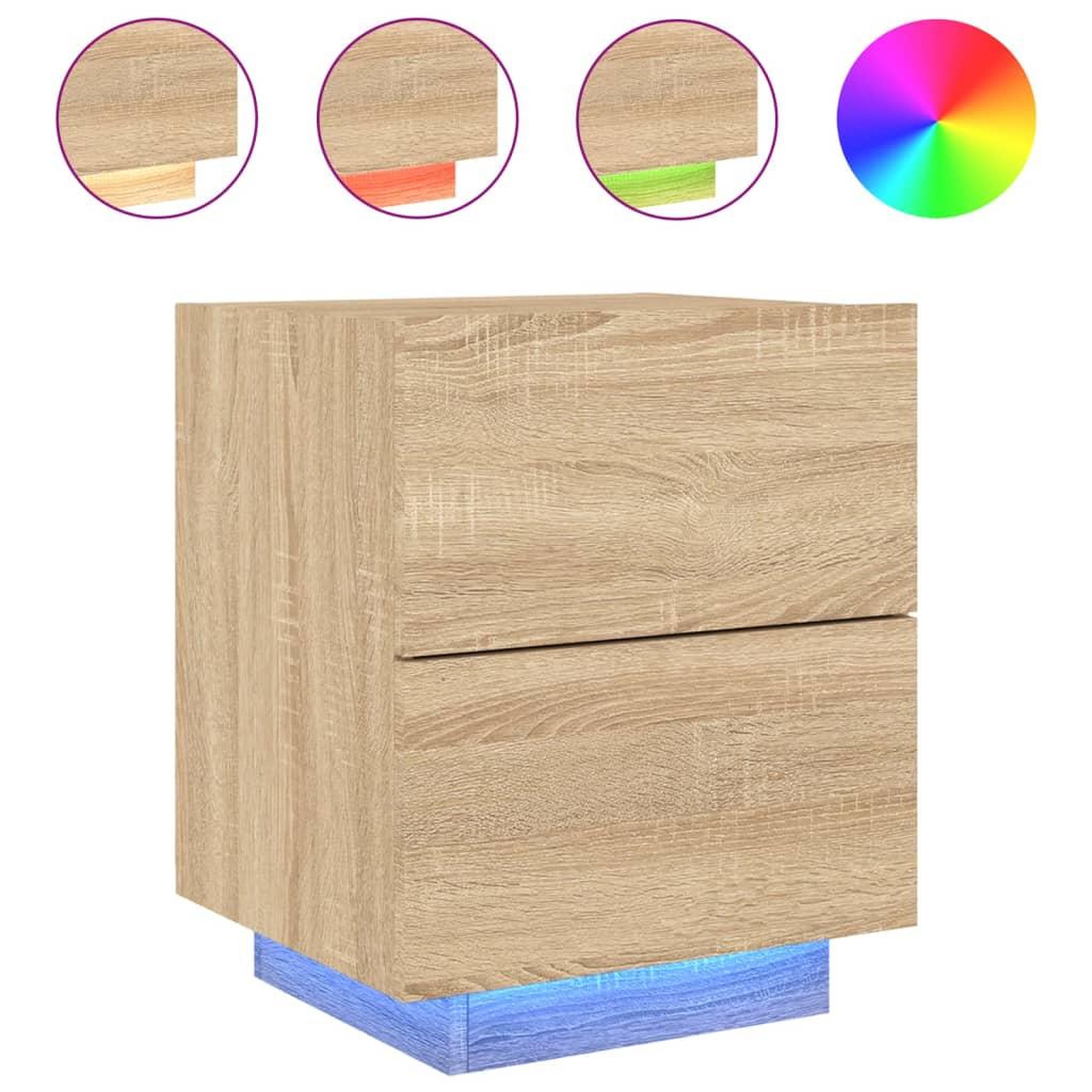 Voir la diapositive 5 : VIDAXL Armoires de chevet et lumieres LED 2 pcs chene sonoma