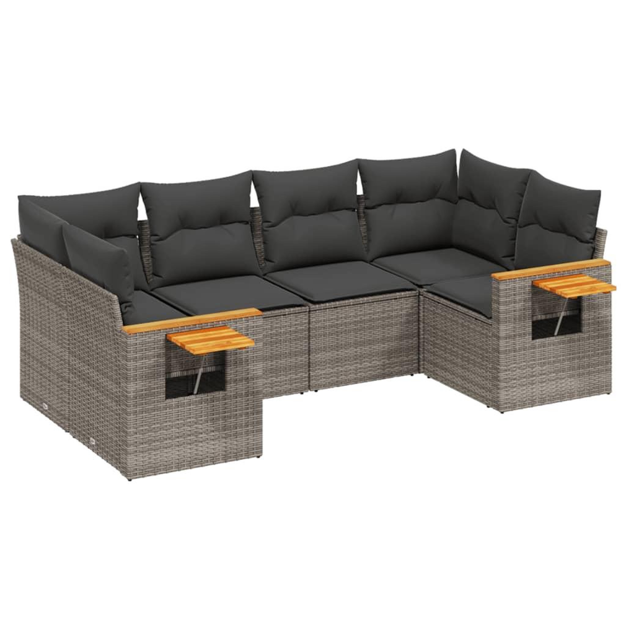 Voir la diapositive 2 : VIDAXL Salon de jardin 6 pcs avec coussins gris resine tressee