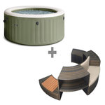INTEX Pack spa gonflable Intex PureSpa Olive rond Bulles 6 places + Ensemble mobilier