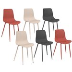 ID MARKET Lot de 6 chaises en polypropylène KIARA mix color gris foncé x2, terracotta x2, beige x2 avec pieds en métal