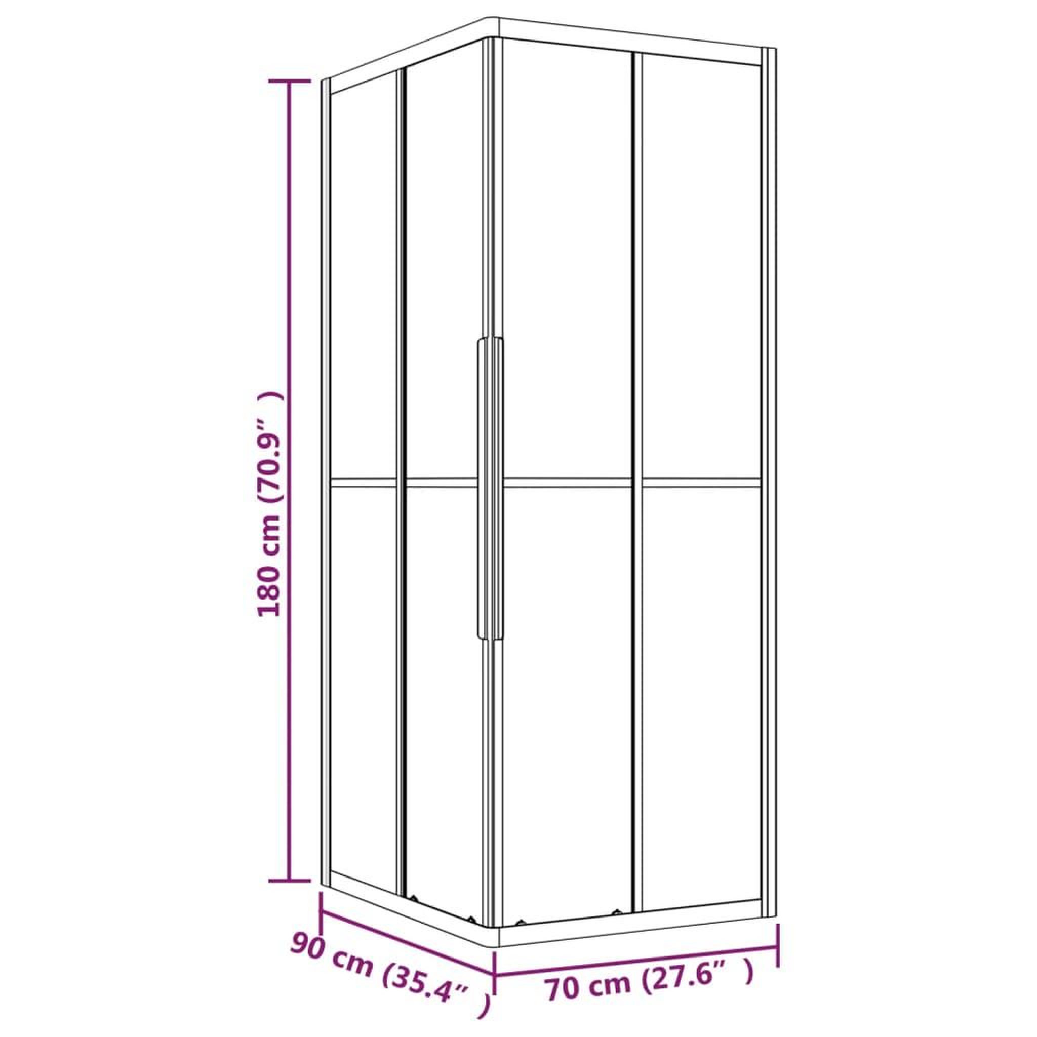 Voir la diapositive 6 : VIDAXL Cabine de douche a rayures ESG 90x70x180 cm Noir