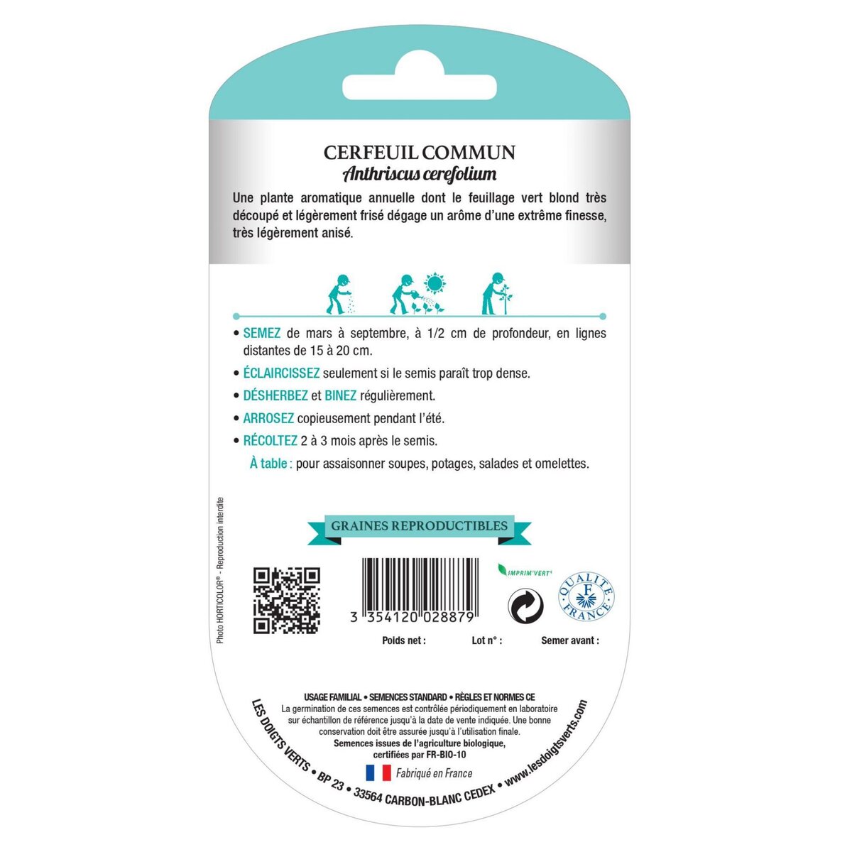 LES DOIGTS VERTS Graines de persil commun 2 BIO Les Doigts Verts
