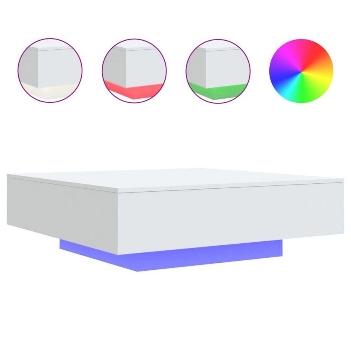 VIDAXL Table basse avec lumieres LED blanc 100x100x31 cm
