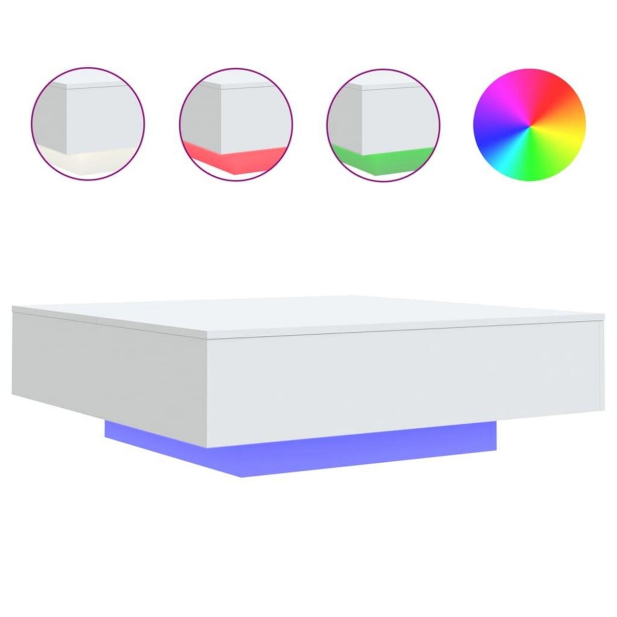 VIDAXL Table basse avec lumieres LED blanc 100x100x31 cm