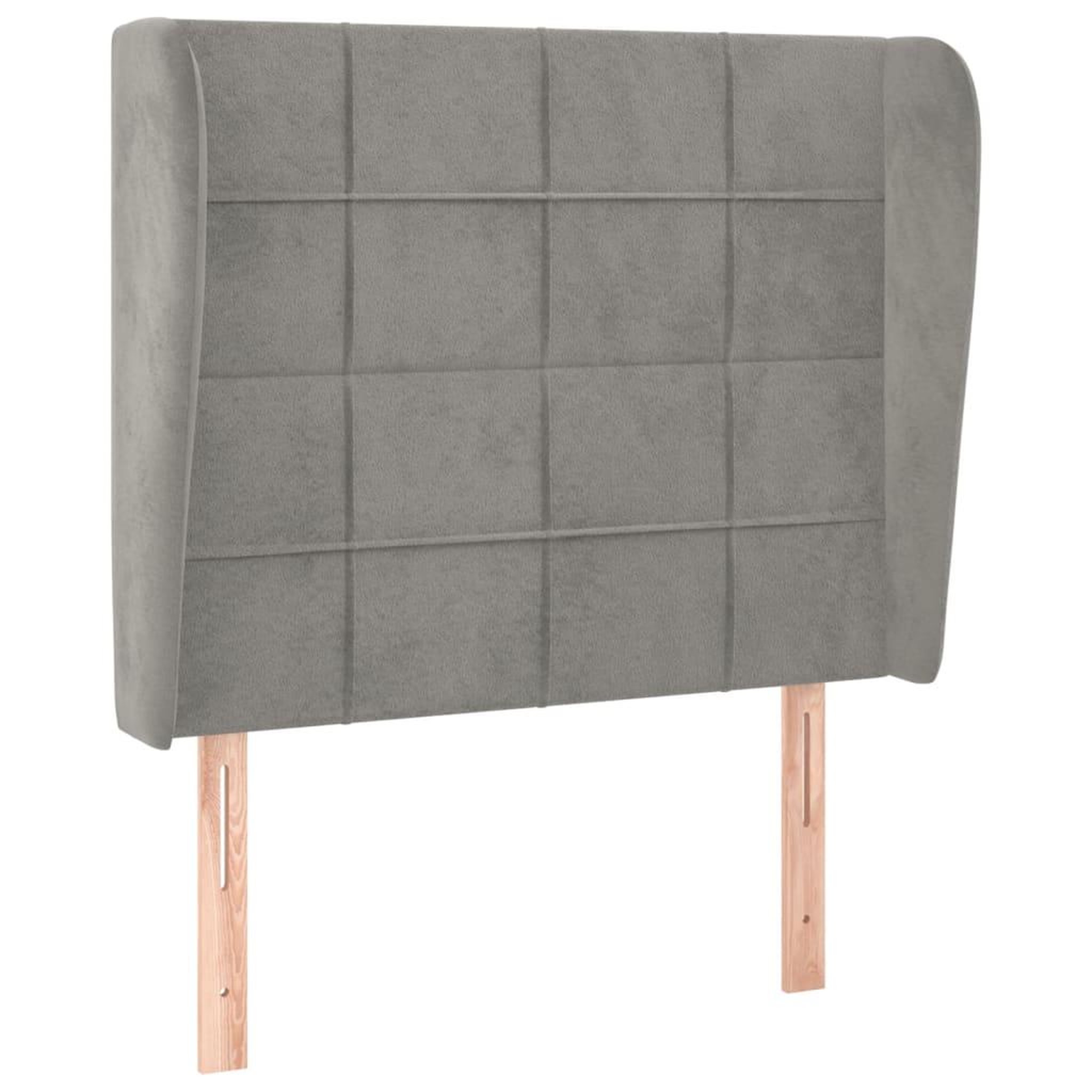 Voir la diapositive 2 : VIDAXL Tete de lit avec oreilles Gris clair 93x23x118/128 cm Velours