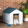 Voir la diapositive 2 : PAWHUT Niche pour chien design maisonnette - dim. 65L x 75l x 63H cm - PP bleu blanc