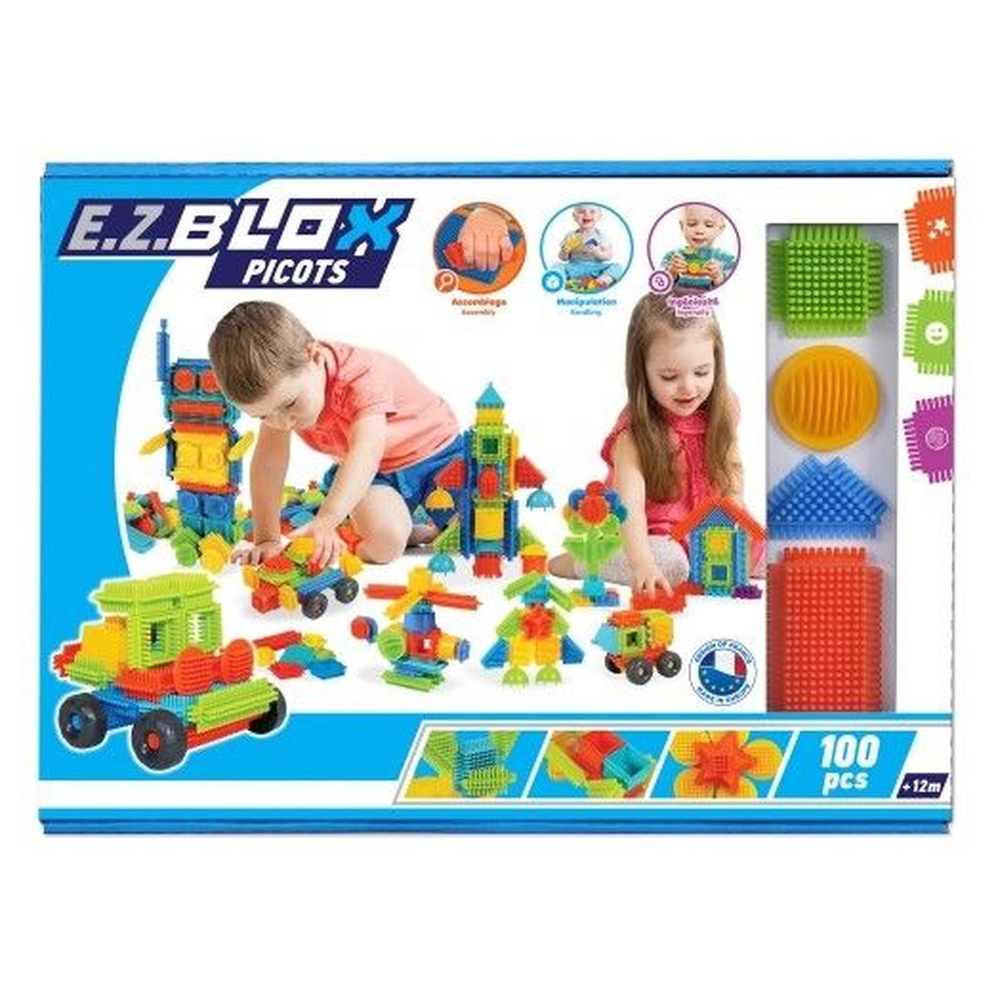 Voir la diapositive 1 : Bloko Boîte 100 picots Bloko - Jeu de construction 