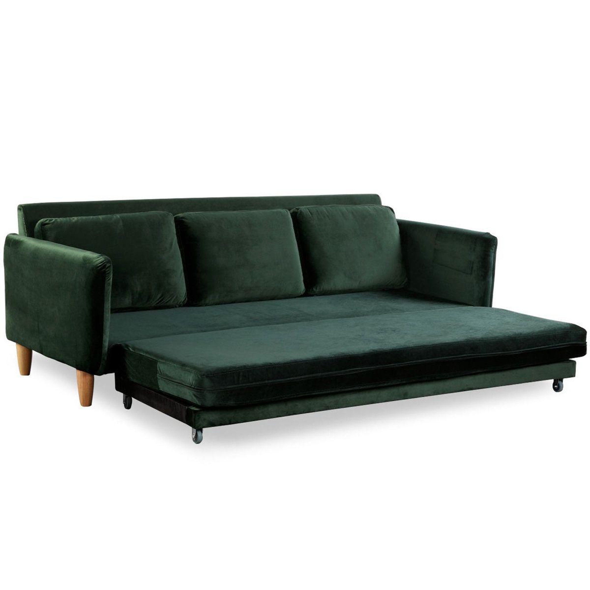 Voir la diapositive 3 : Paris Prix Canapé Convertible en Velours  Zefli  210cm Vert