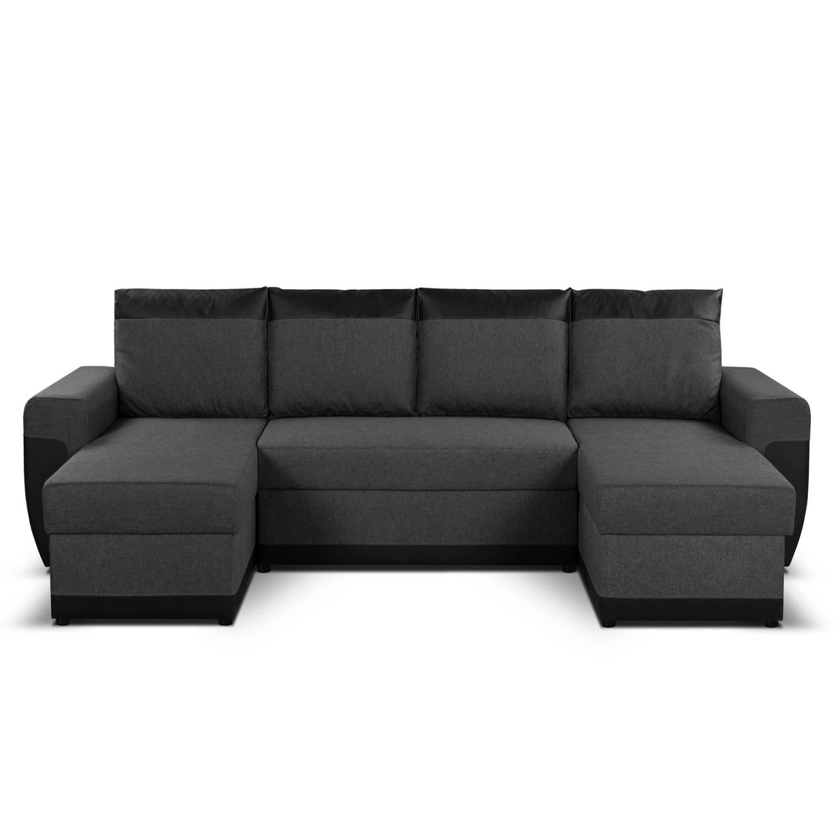 BEST MOBILIER Milan - canapé d'angle panoramique - convertible - 7 places - 2 coffres de rangement