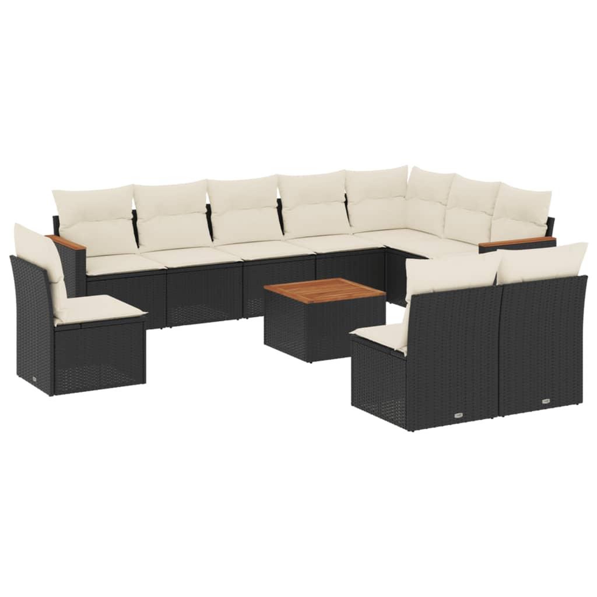 Voir la diapositive 2 : VIDAXL Salon de jardin 11 pcs avec coussins noir resine tressee