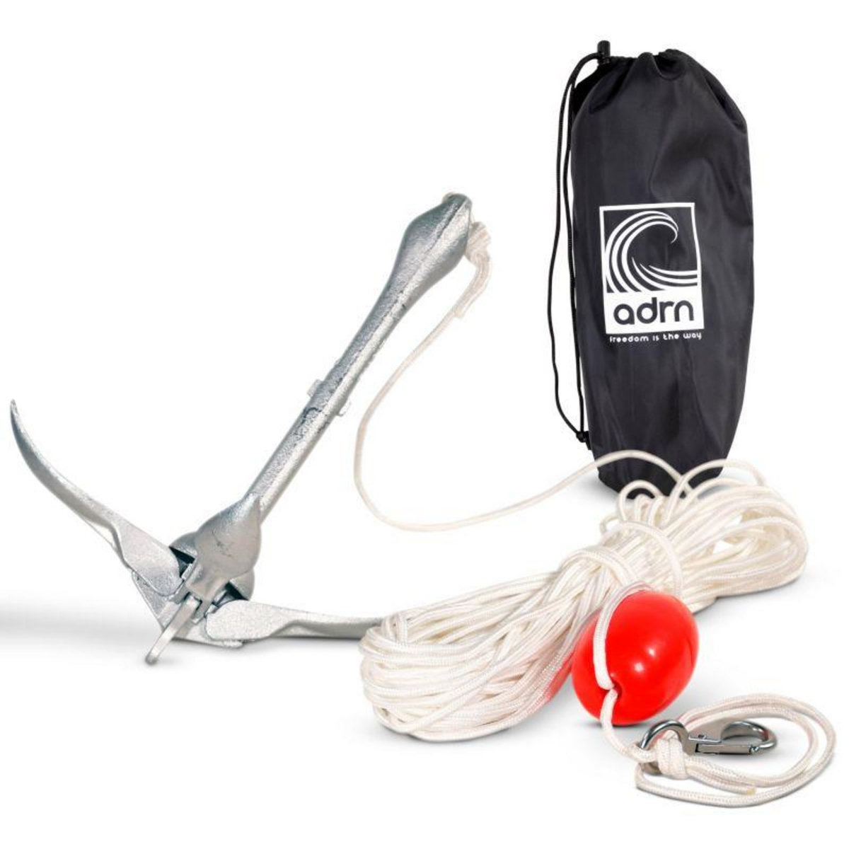ADRENALIN Ancre d'amarrage, grappin 4 pattes, corde 15m pour Stand up paddle, Kayaks et petits bateaux à rames