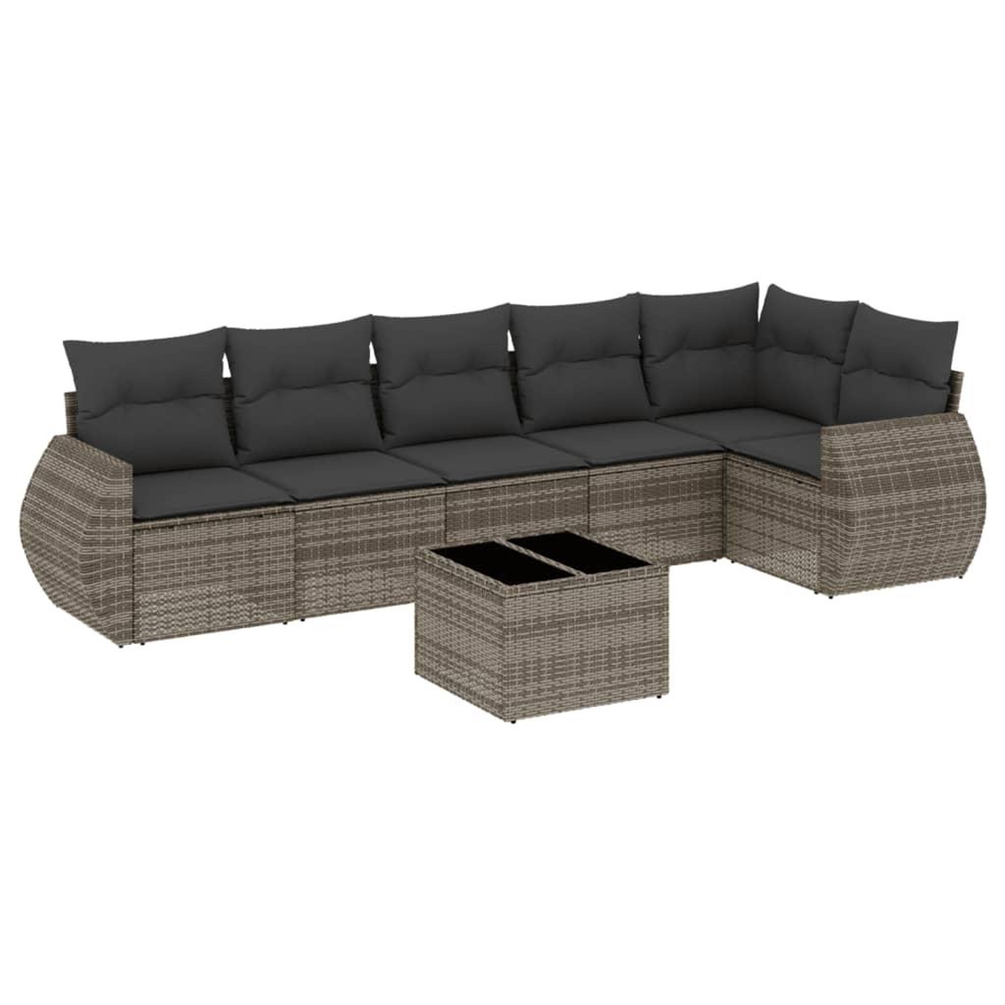 Voir la diapositive 2 : VIDAXL Salon de jardin avec coussins 7 pcs gris resine tressee