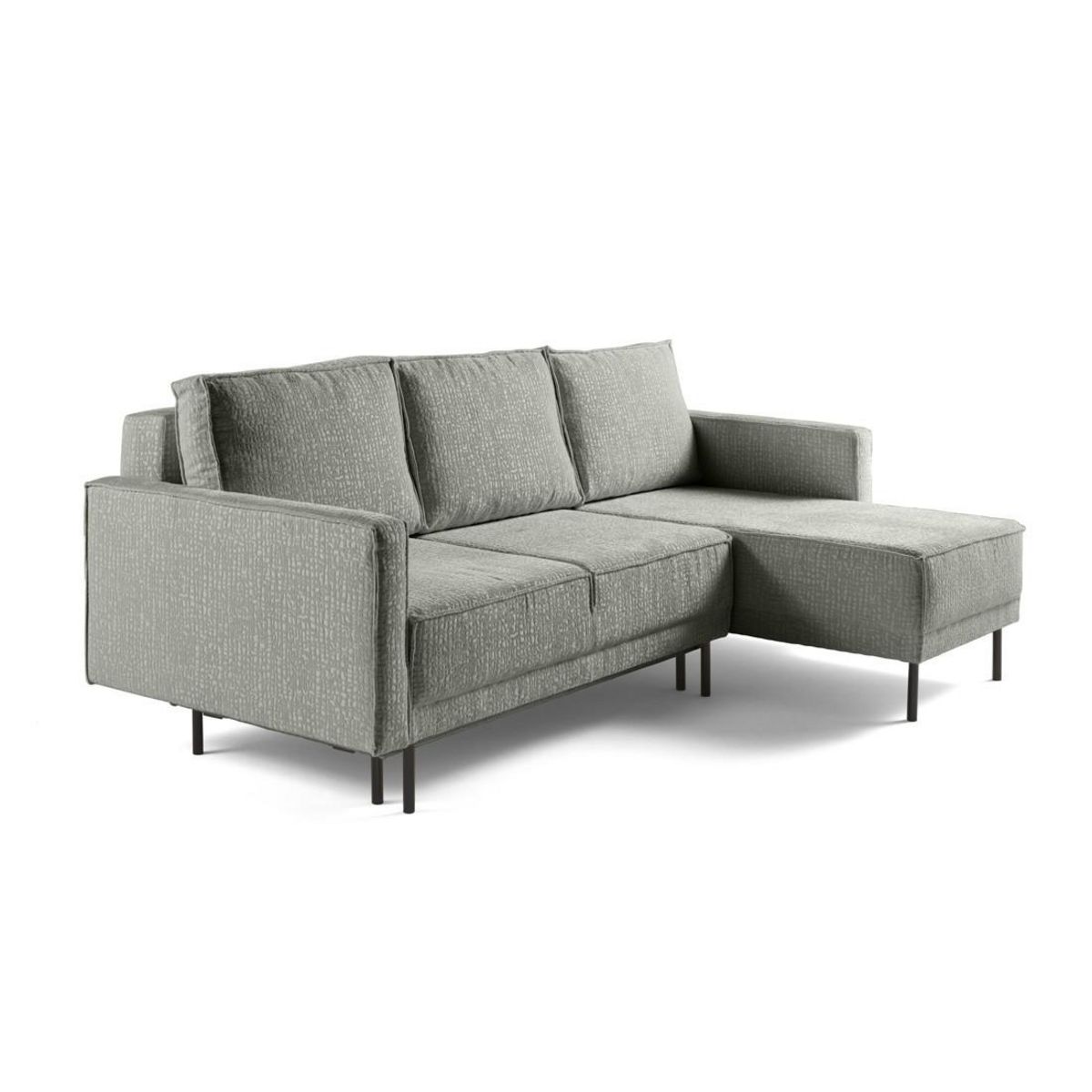 LISA DESIGN Charlie - canapé d'angle réversible 4 places - convertible avec coffre - en tissu velours relief