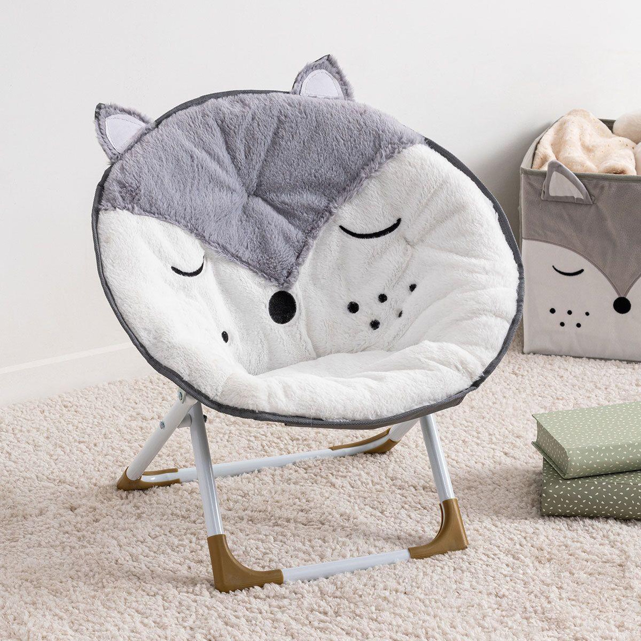 Voir la diapositive 4 : Atmosphera Kids Fauteuil pliable enfant  renard  51cm gris