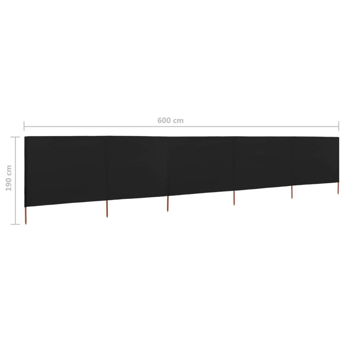 VIDAXL Paravent 5 panneaux Tissu 600 x 160 cm Noir