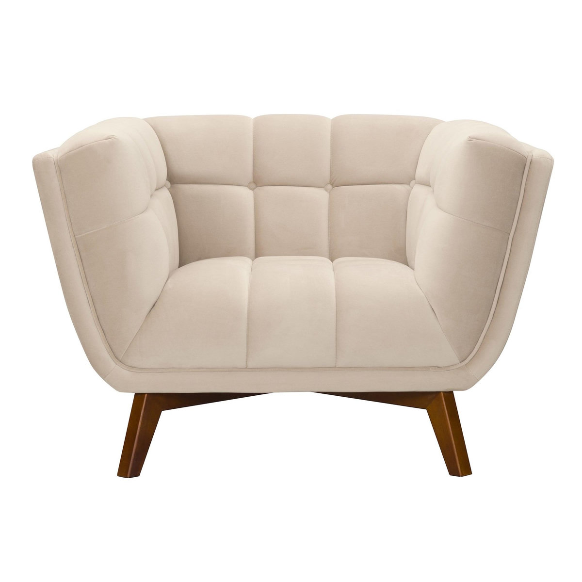 Rendez vous déco Fauteuil en velours beige capitonné-Mona
