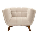 Rendez vous déco Fauteuil en velours beige capitonné-Mona