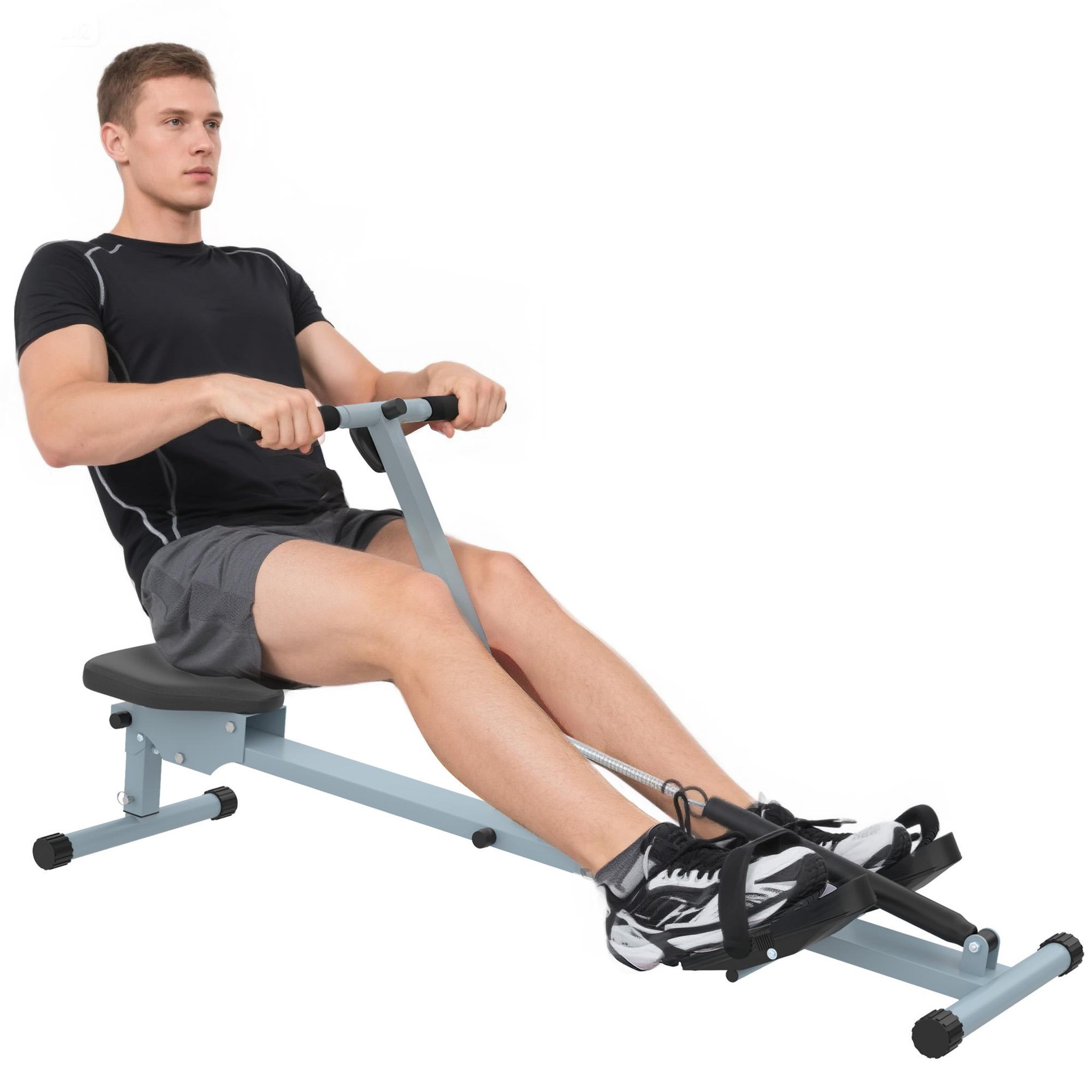 Voir la diapositive 4 : HOMCOM Rameur d'appartement appareil de fitness et musculation cardio training écran lcd multifonction acier gris et noir