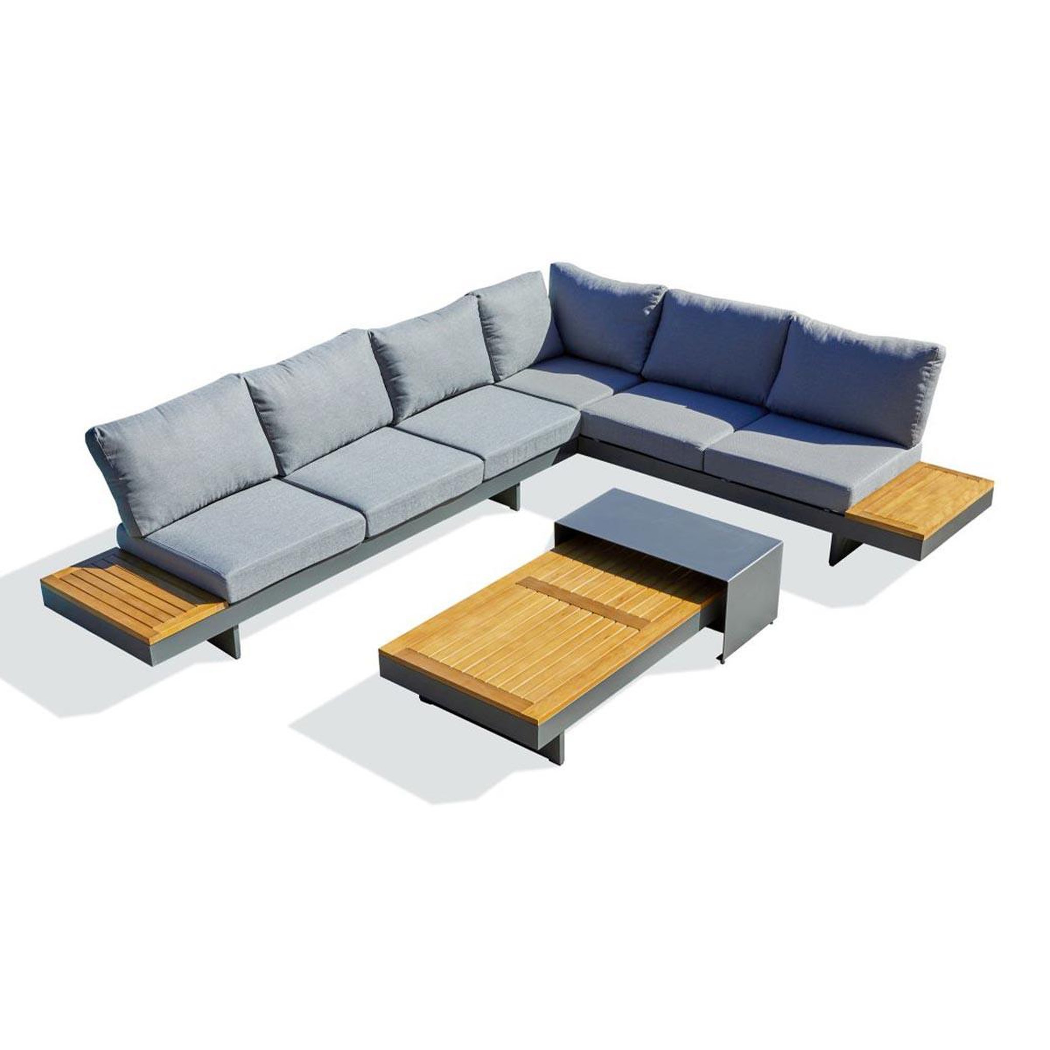 DCB GARDEN Salon d'Angle de Jardin 6 Places en Bois  Vanuatu  245cm Gris Anthracite