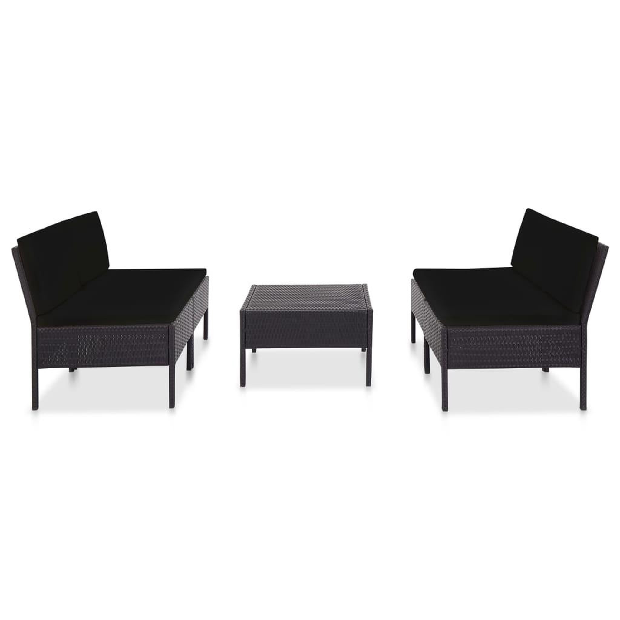 Voir la diapositive 2 : VIDAXL Salon de jardin 5 pcs avec coussins resine tressee noir
