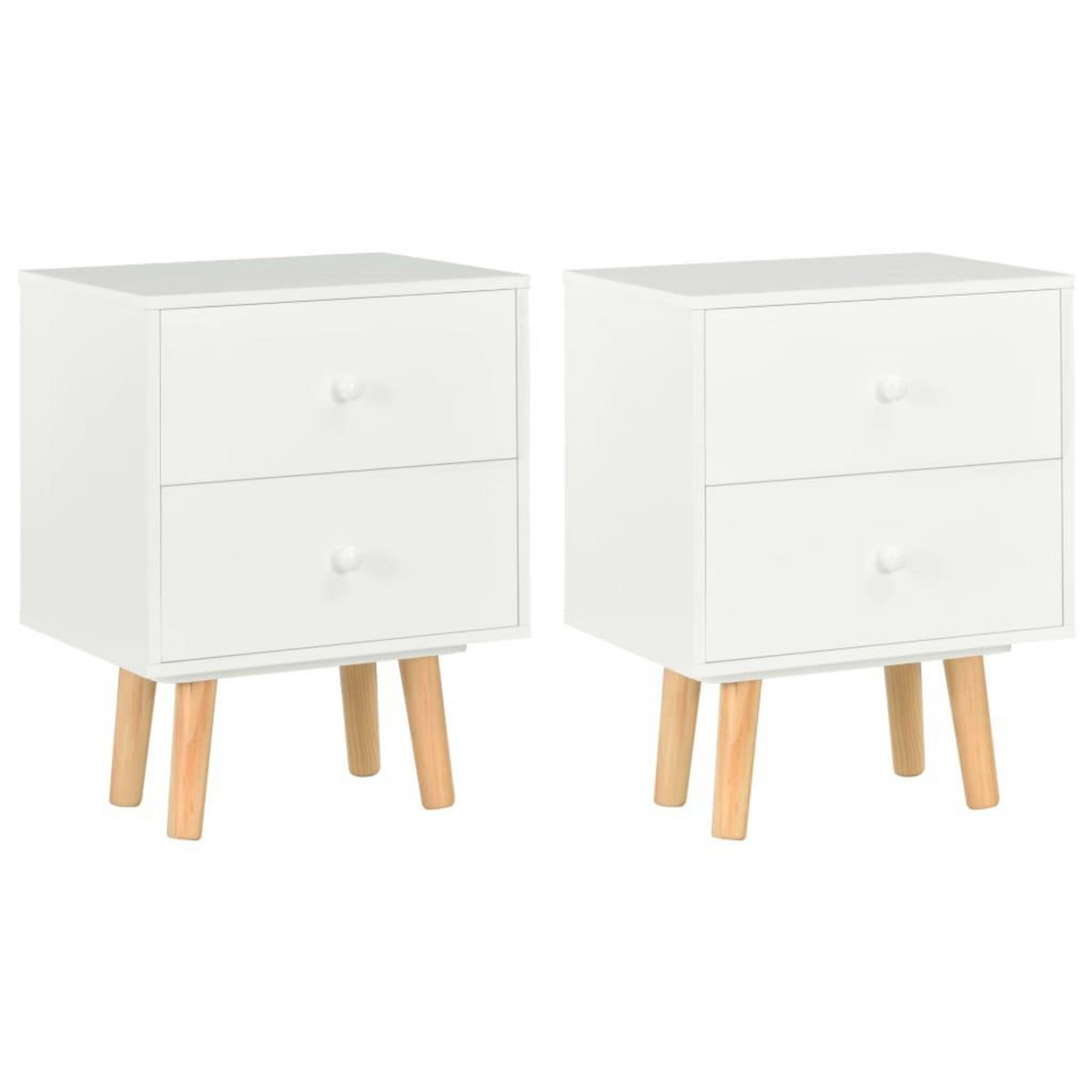 VIDAXL Tables de chevet 2 pcs Blanc 40 x 30 x 50 cm Pin massif