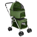 VIDAXL Poussette pour chien pliante a 2 niveaux Vert 83x48x97 cm