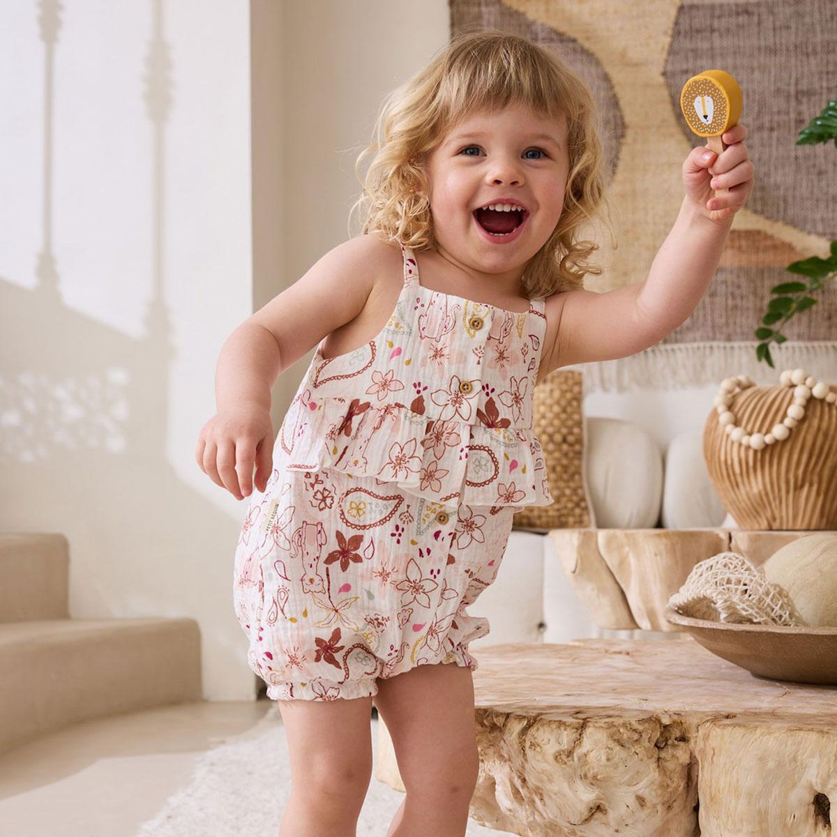 Petit Béguin Barboteuse bébé en gaze de coton Arizona