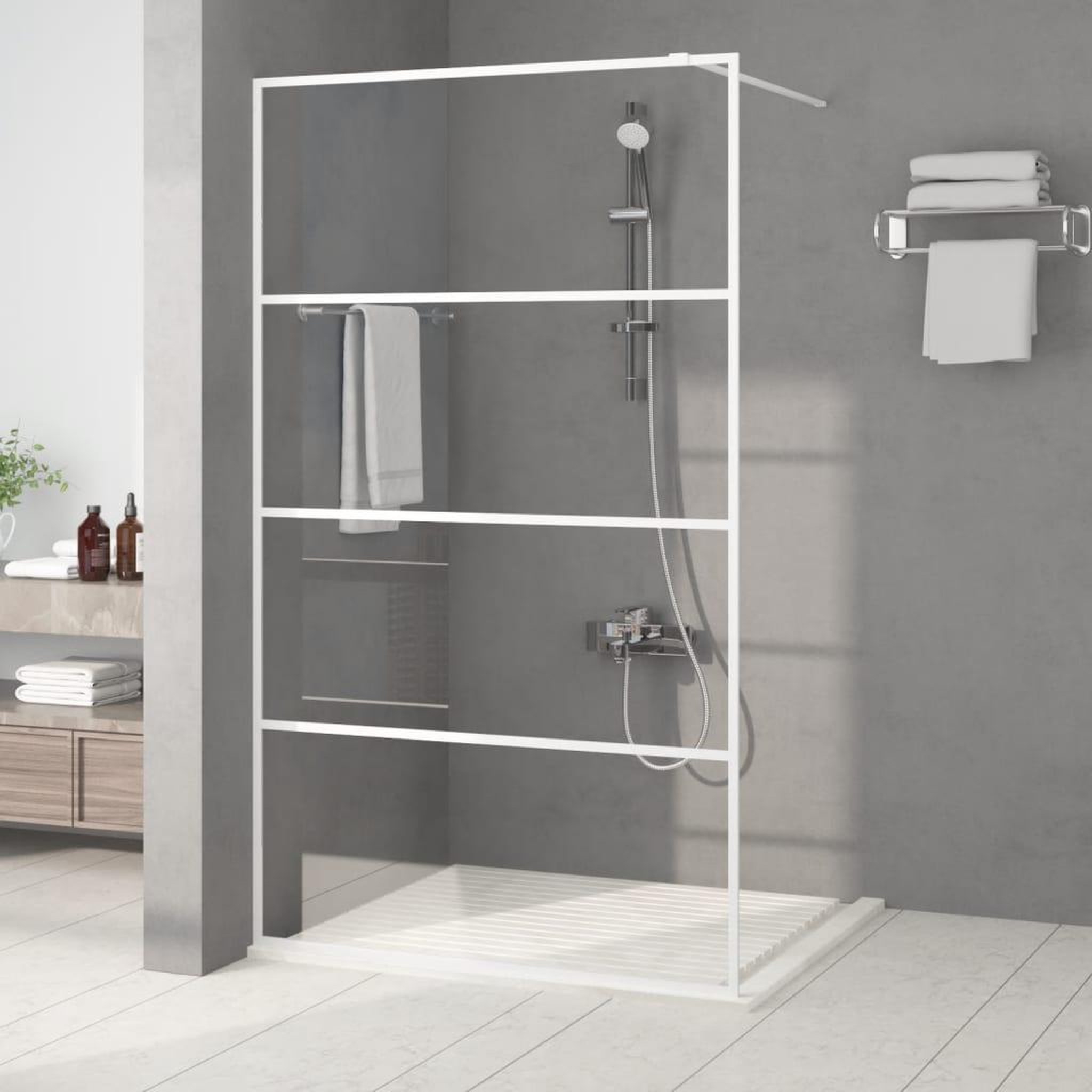 VIDAXL Paroi de douche Blanc 115x195 cm Verre ESG transparent