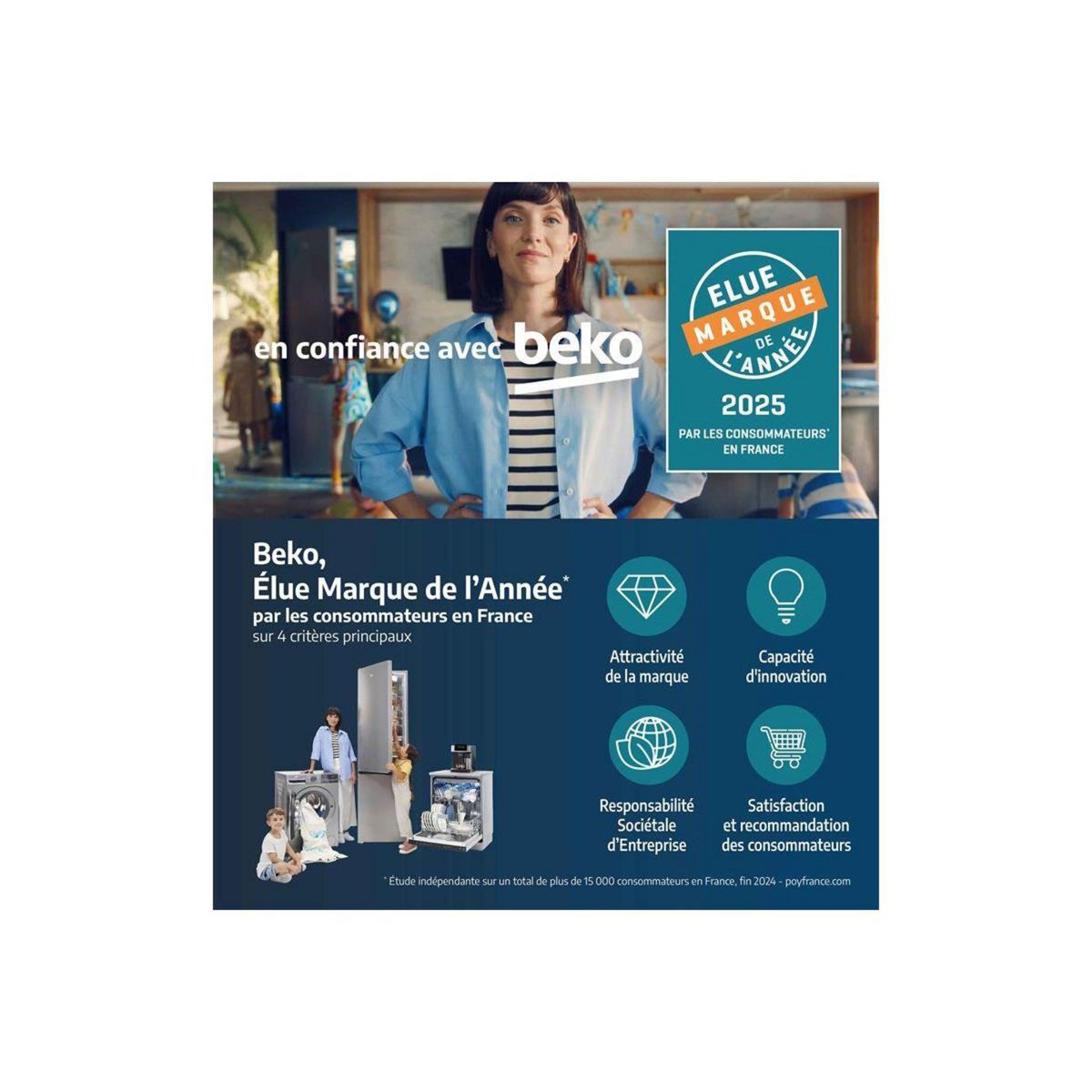 Beko Réfrigérateur combiné B3RCHE305HDW