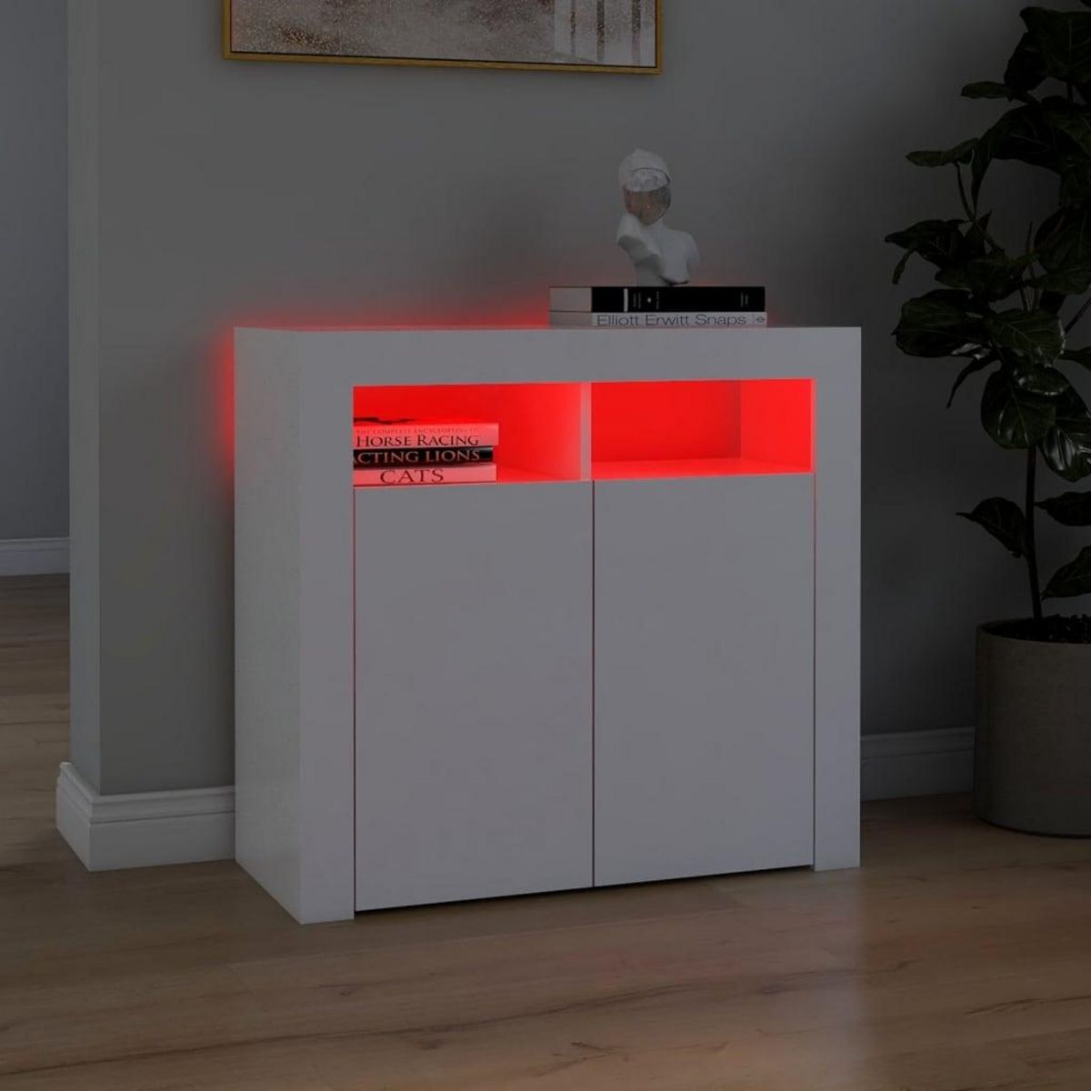 VIDAXL Buffet avec lumieres LED Blanc 80x35x75 cm